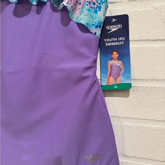 NWT Speedo Youth Ruffle One Piece Swimsuit - Picture 3 of 6